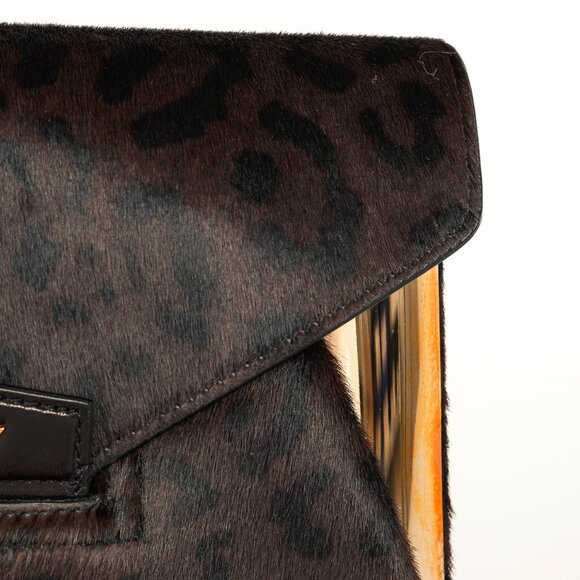 Givenchy Antigona Small Brown Leopard-Calf Hair Envelope Clutch - Picture 5 of 10